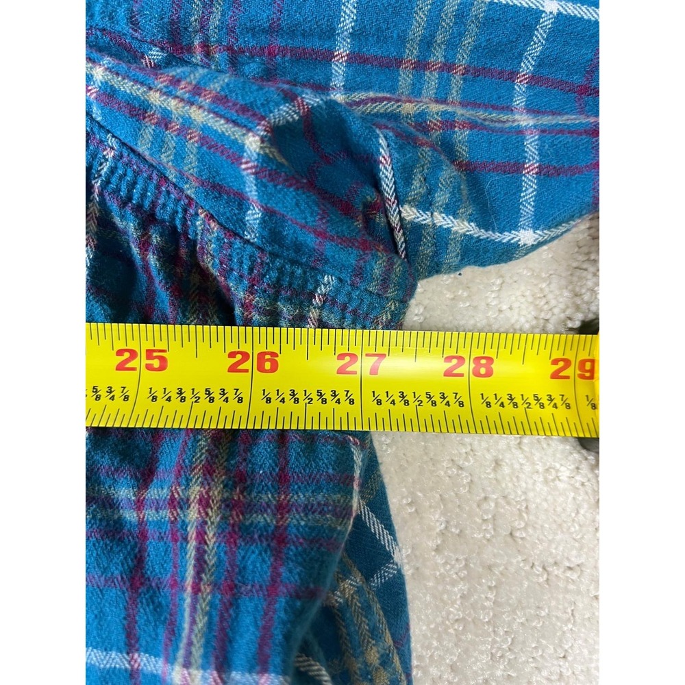 Duluth Trading Flannel Shirt Mens 3XL Blue Plaid Dual Pocket Cotton Long Sleeve - Picture 3 of 7